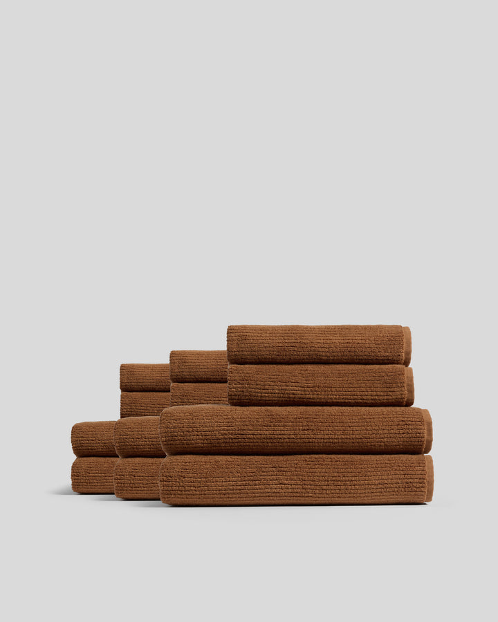 6+6 Soft Rib Bath Bundle - Tobacco